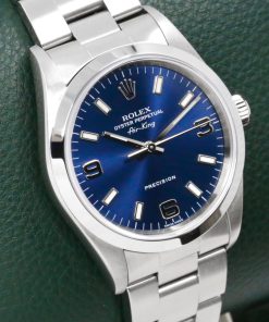 Alternative view of Rolex Oyster Perpetual Air King, 34mm, Stainless Steel, Blue 3,6,9 Dial, on Stainless Steel Rolex Oyster Bracelet, Ref. 14000, Circa: 2000 - $7,800