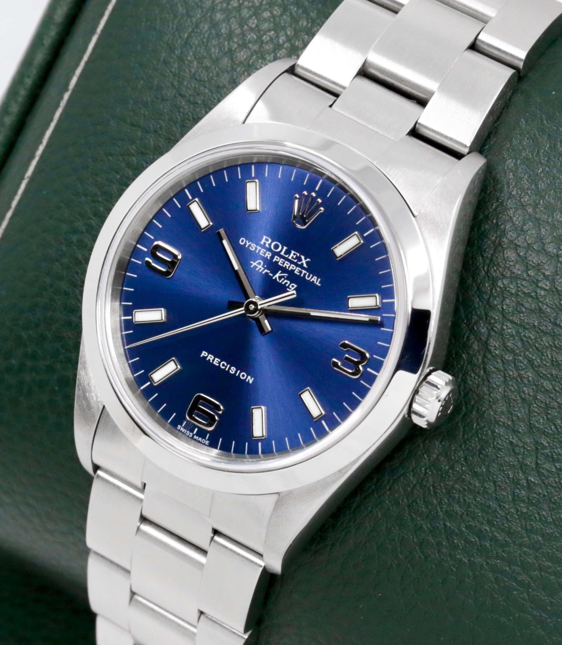 Rolex Oyster Perpetual Air King, 34mm, Stainless Steel, Blue 3,6,9 Dial, on Stainless Steel Rolex Oyster Bracelet, Ref. 14000, Circa: 2000 - $7,800 - Image 3