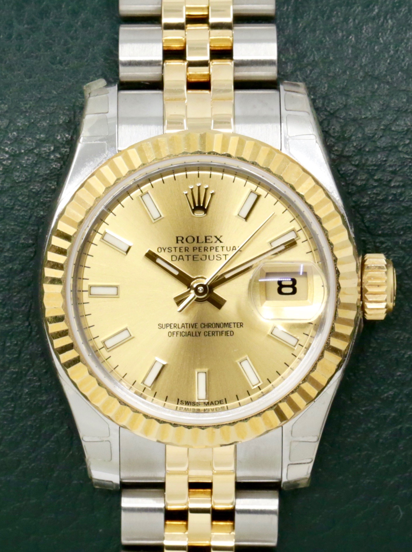 Rolex Lady Datejust 26, Stainless Steel & 18ct Yellow Gold, Champagne index Dial, on Steel & 18ct Yellow Gold Jubilee Bracelet, Ref.179173, Circa 2016, with Box, Book and Rolex Warranty Card