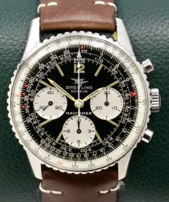 Breitling Navitimer chronograph, Ref: 806 in Stainless Steel, Black Dial with White Sub Dials, on Brown Breitling Leather Strap with Stainless Steel Breitling Tang Buckle, Ca. 1966.