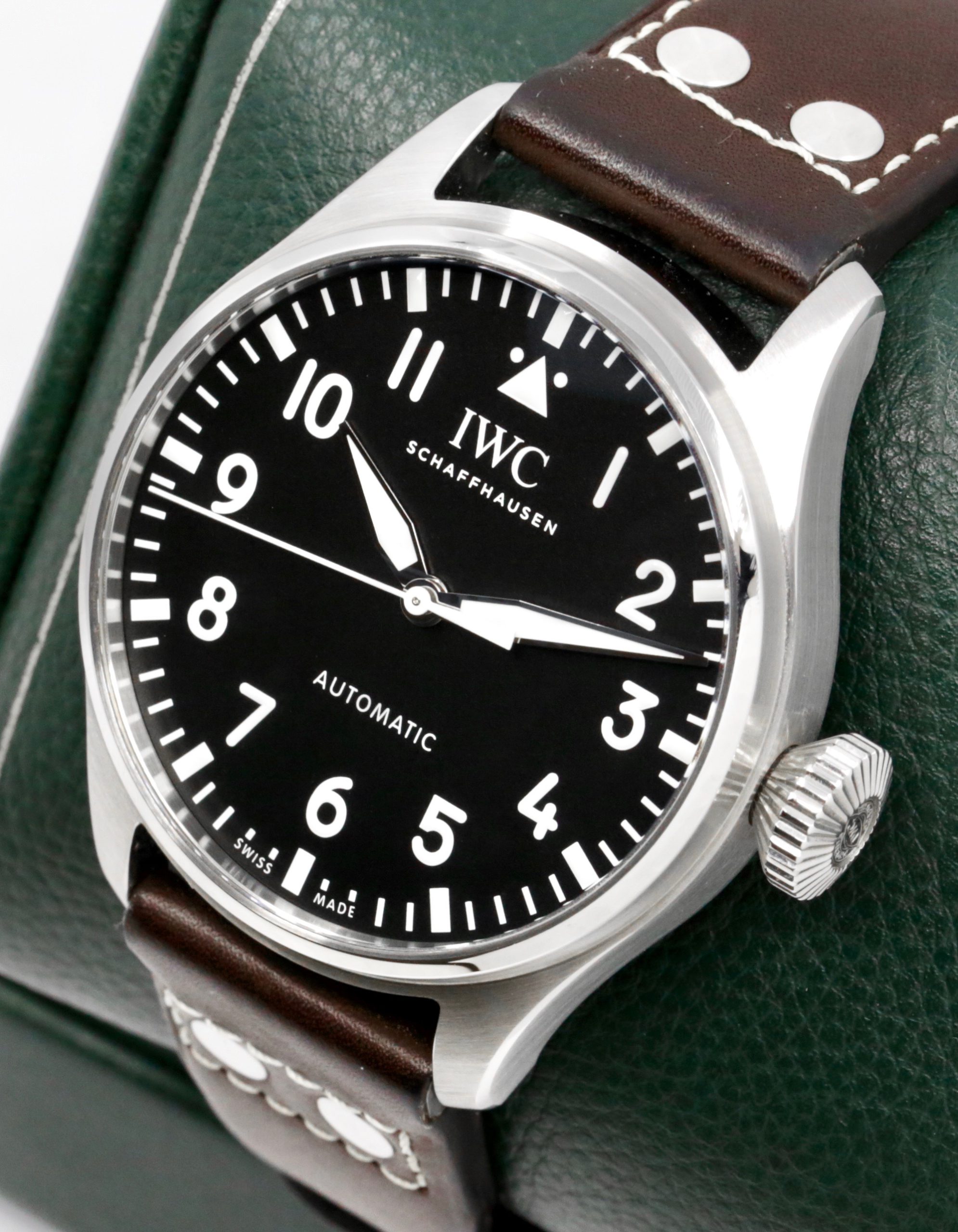 IWC Big Pilot 43, Stainless Steel, Black Arab Dial, on Brown IWC Leather Strap with Stainless Steel IWC Tang Buckle, Ref. IW329301, Circa: 2022, with Box, Books, IWC Warranty Card & Balance of 8 Year Extended IWC Factory Warranty Card - Image 3
