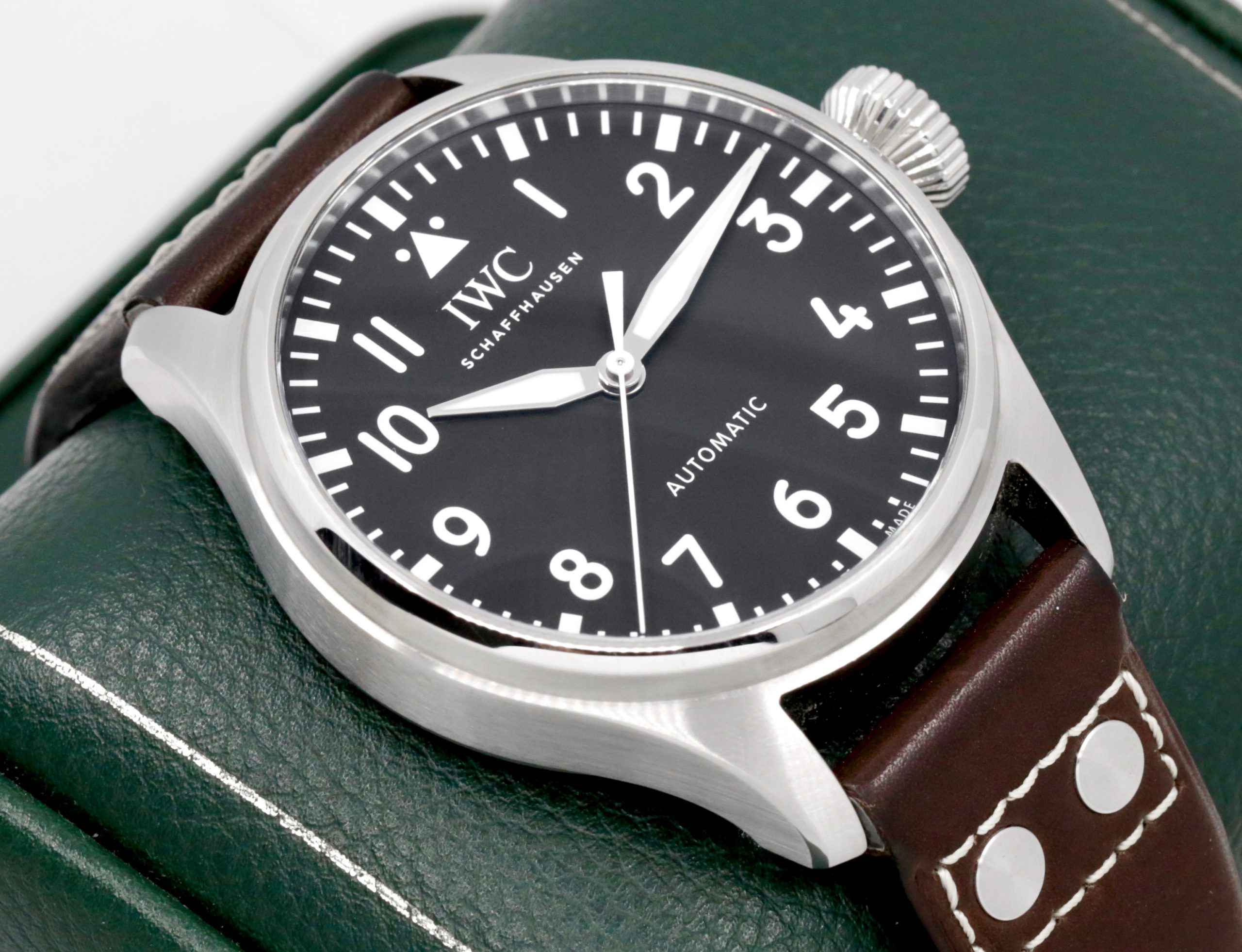 IWC Big Pilot 43, Stainless Steel, Black Arab Dial, on Brown IWC Leather Strap with Stainless Steel IWC Tang Buckle, Ref. IW329301, Circa: 2022, with Box, Books, IWC Warranty Card & Balance of 8 Year Extended IWC Factory Warranty Card - Image 4
