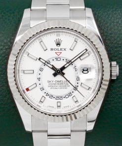 Rolex Sky-Dweller, in Stainless Steel, Intense White Index Dial, 18ct White Gold Fluted Bezel, on Stainless Steel Rolex Oyster Bracelet, Ref. 326934, Circa: 2018, Complete with Box, Books, Swing Tags & Rolex Warranty Card