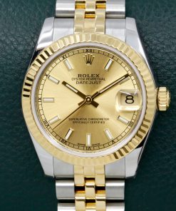 Rolex Oyster Perpetual Datejust 31, Stainless Steel & 18ct Yellow Gold, Fluted Bezel, Champagne Index Dial, on Stainless Steel & 18ct Yellow Gold Rolex Jubilee Bracelet, Ref. 178273, Circa: 2011, with Box, Books, Rolex Warranty Card, Rolex Service Card & Balance of 2 Year Rolex Service Warranty