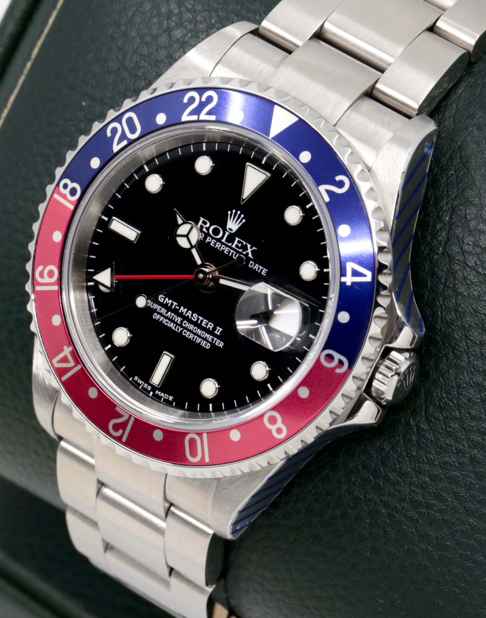Rolex Oyster Perpetual GMT-Master II, Stainless Steel, Blue & Red "Pepsi" Bezel, Black Index Dial, on Stainless Steel Rolex Oyster Bracelet, Ref. 16710, Circa: 2002, with Rolex Box, Rolex Service Card & Balance of 2 Year Rolex Service Warranty - Image 2