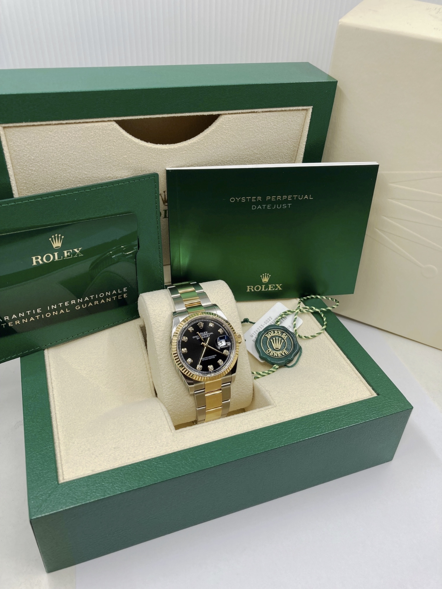 Rolex Oyster Perpetual Datejust 36, Stainless Steel & 18ct Yellow Gold, with a Black Diamond Dial, on Stainless Steel & 18ct Yellow Gold Rolex Jubilee Bracelet, Ref. 126233, Circa: 2022, Complete with Box, Book,Swing Tags, & Rolex Warranty Card. (RRP is $23,400) - Image 6