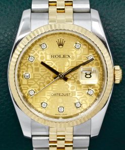 Rolex Datejust 36, Stainless Steel & 18ct Yellow Gold, Factory Set Diamond "Jubilee" Dial, on Stainless Steel & 18ct Yellow Gold Rolex Jubilee Bracelet with Hidden Clasp, Ref. 116233, Circa: 2015, with Box & Book