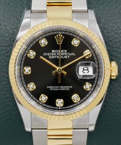 Rolex Oyster Perpetual Datejust 36, Stainless Steel & 18ct Yellow Gold, with a Black Diamond Dial, on Stainless Steel & 18ct Yellow Gold Rolex Jubilee Bracelet, Ref. 126233, Circa: 2022, Complete with Box, Book,Swing Tags, & Rolex Warranty Card.    (RRP is $23,400)