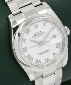 Alternative view of Rolex Datejust 36mm in Stainless steel, Dome bezel the classic White Roman dial on a Rolex Oyster steel bracelet Ref: 116200, Box and book Ca.2006