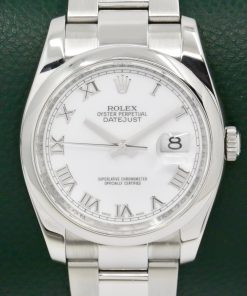 Rolex Datejust 36mm in Stainless steel, Dome bezel the classic White Roman dial on a Rolex Oyster steel bracelet Ref: 116200, Box and book Ca.2006