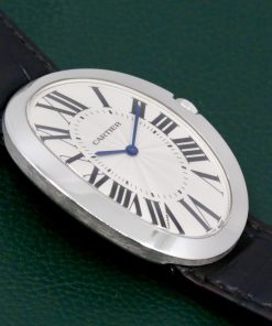 Cartier Baignoire, oversized in 18ct White Gold, Silver Roman Dial, on Black Alligator Cartier Strap with 18ct White Gold Cartier Tang Buckle, Ref. 3032. Circa 2016  $12800
