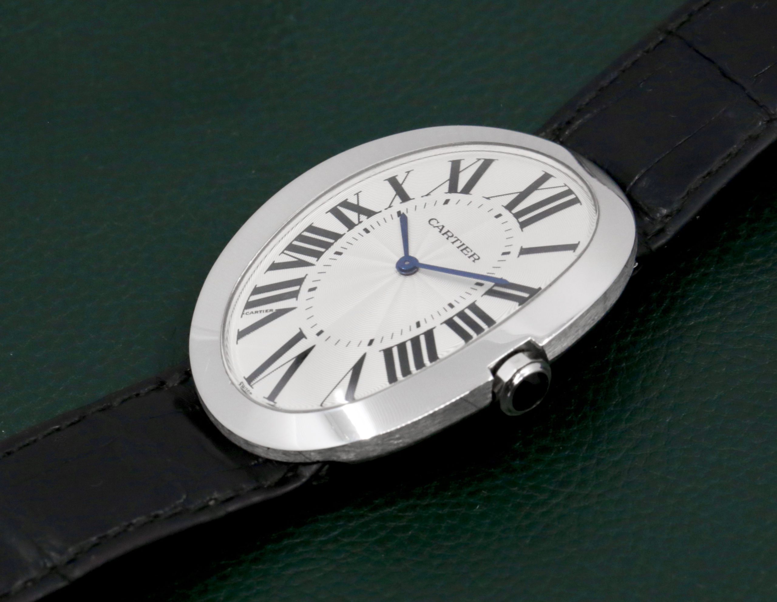 Cartier Baignoire, oversized in 18ct White Gold, Silver Roman Dial, on Black Alligator Cartier Strap with 18ct White Gold Cartier Tang Buckle, Ref. 3032. Circa 2016 $12800 - Image 2