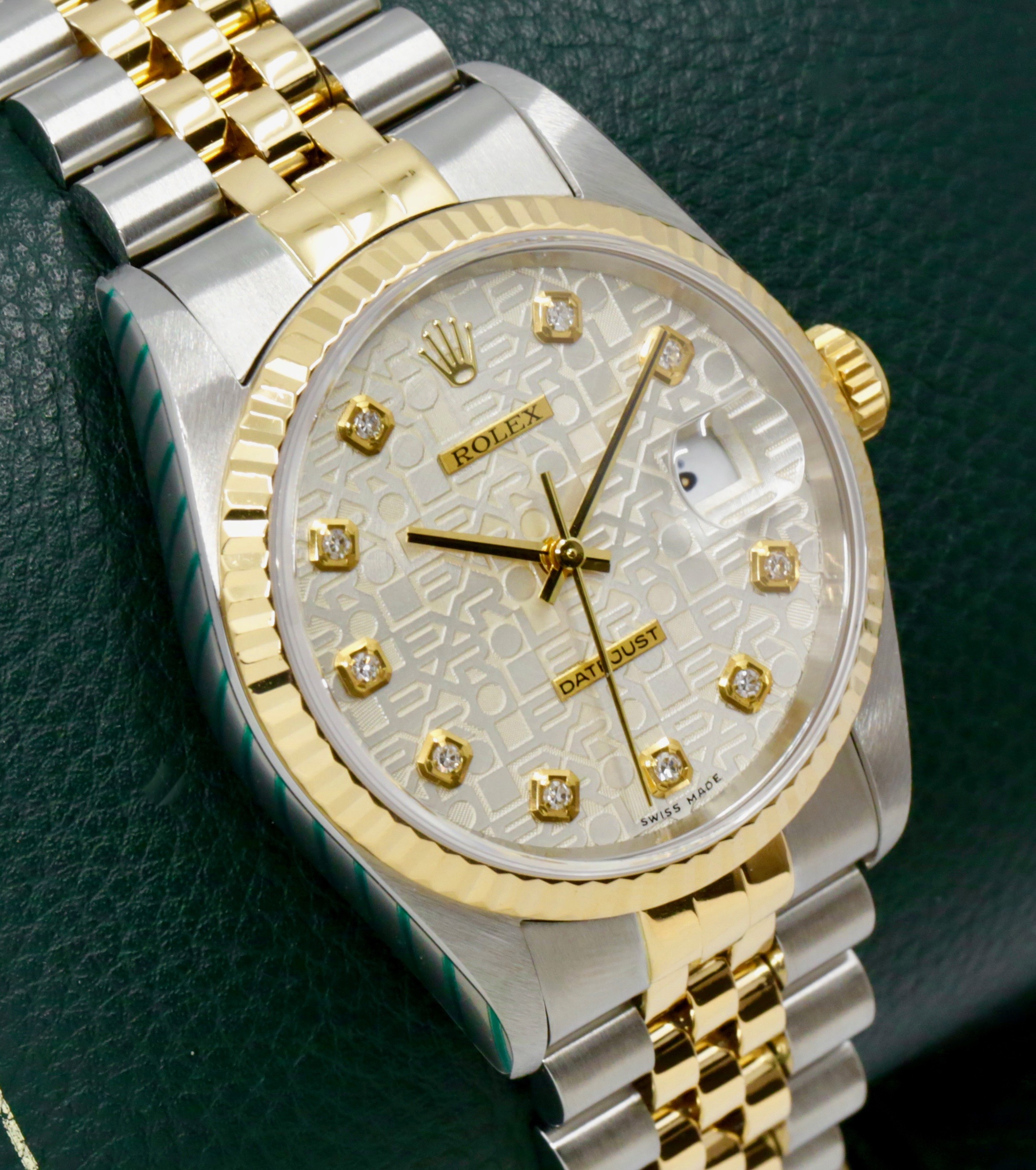 Rolex Oyster Perpetual Datejust, in Stainless Steel & 18ct Yellow Gold, Fluted Bezel, Silver "Jubilee" Dial with Factory Set Diamond Markers, on Stainless Steel & 18ct Yellow Gold Rolex Jubilee Bracelet, Ref. 16233, Circa: 2002, with Rolex Service Card & Balance of 2 Year Rolex Service Warranty - Image 3