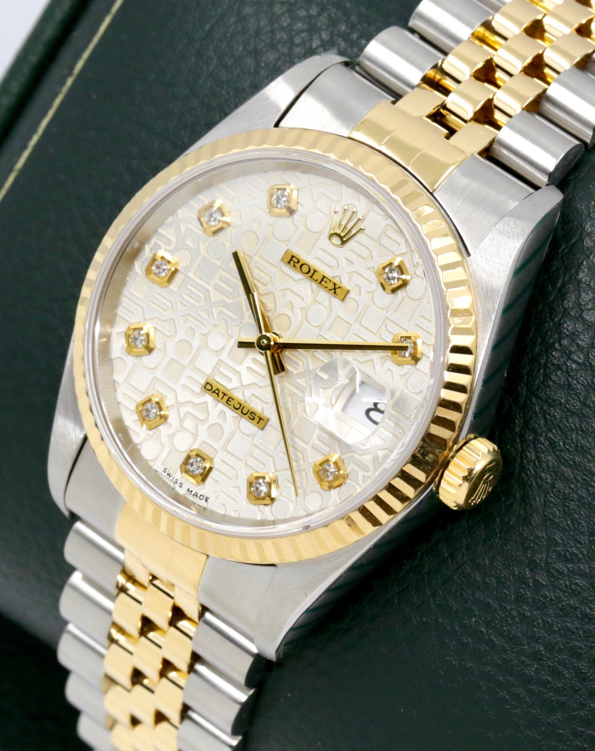 Rolex Oyster Perpetual Datejust, in Stainless Steel & 18ct Yellow Gold, Fluted Bezel, Silver "Jubilee" Dial with Factory Set Diamond Markers, on Stainless Steel & 18ct Yellow Gold Rolex Jubilee Bracelet, Ref. 16233, Circa: 2002, with Rolex Service Card & Balance of 2 Year Rolex Service Warranty - Image 2