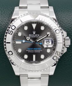Rolex Yacht-Master 40 in Stainless Steel, Platinum Bezel, Rhodium Index Dial, on Rolex Stainless Steel Oyster Bracelet, Ref. 116622, Circa: 2018, with Box, Book and Rolex Warranty Card.