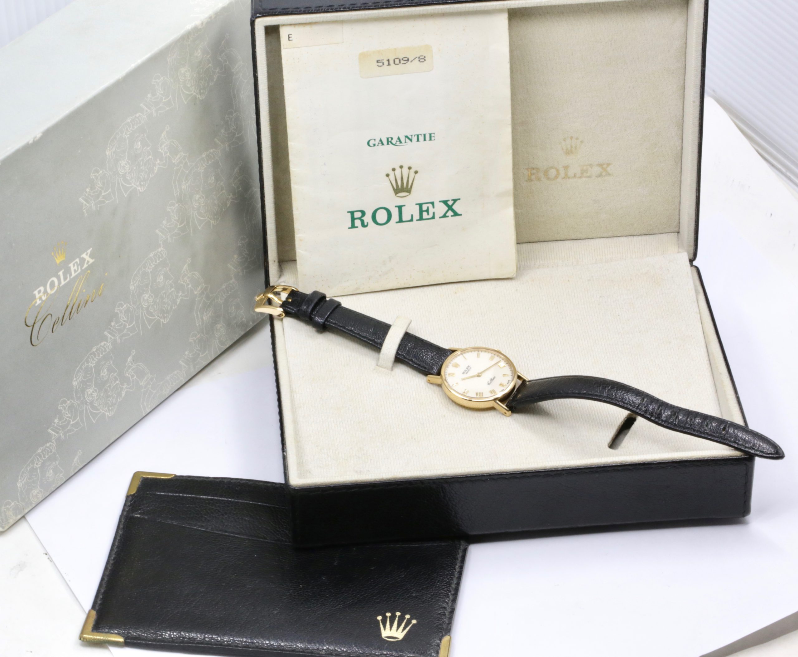 Rolex Cellini Ladies Wristwatch, in 18ct Yellow Gold, Silver "Jubilee" Dial with Roman Numerals, on Rolex Leather Strap with 18ct Yellow Gold Rolex Tang Buckle, Ref. 5109/8, Circa: 1991, with Box & Rolex Warranty Certificate - Image 6