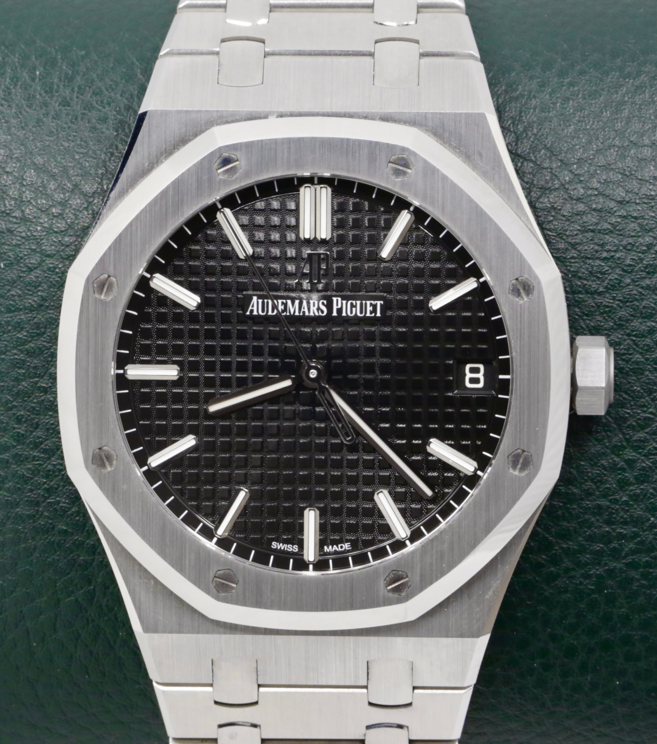 Audemars Piguet Royal Oak, 41mm, Stainless Steel, Black Tapisserie Dial, on Audemars Piguet Stainless Steel Bracelet, Ref. 15500ST.OO.1220ST.03, Circa 2021, with Box, Books, & Audemars Piguet Warranty Card