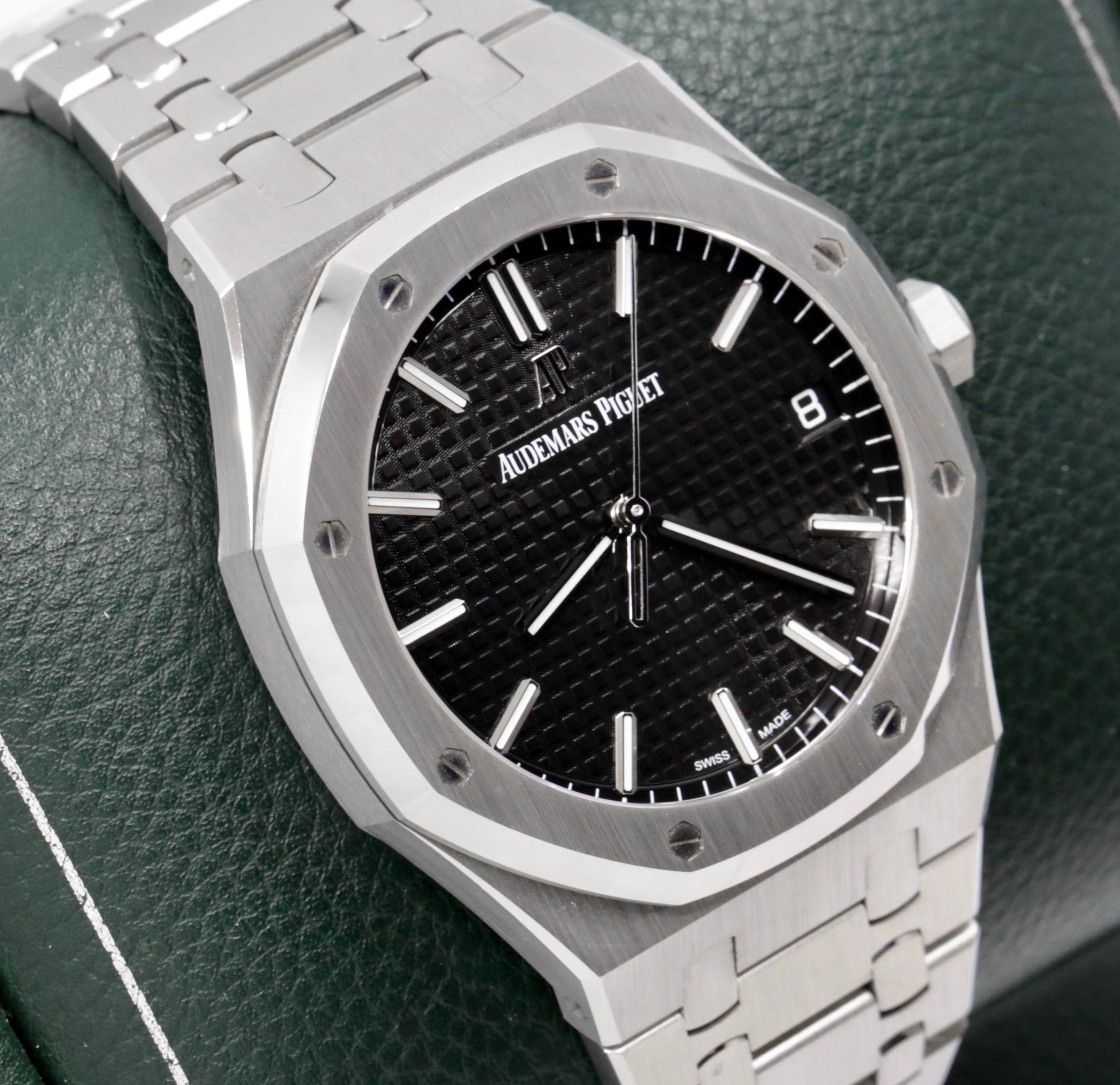 Audemars Piguet Royal Oak, 41mm, Stainless Steel, Black Tapisserie Dial, on Audemars Piguet Stainless Steel Bracelet, Ref. 15500ST.OO.1220ST.03, Circa 2021, with Box, Books, & Audemars Piguet Warranty Card - Image 3