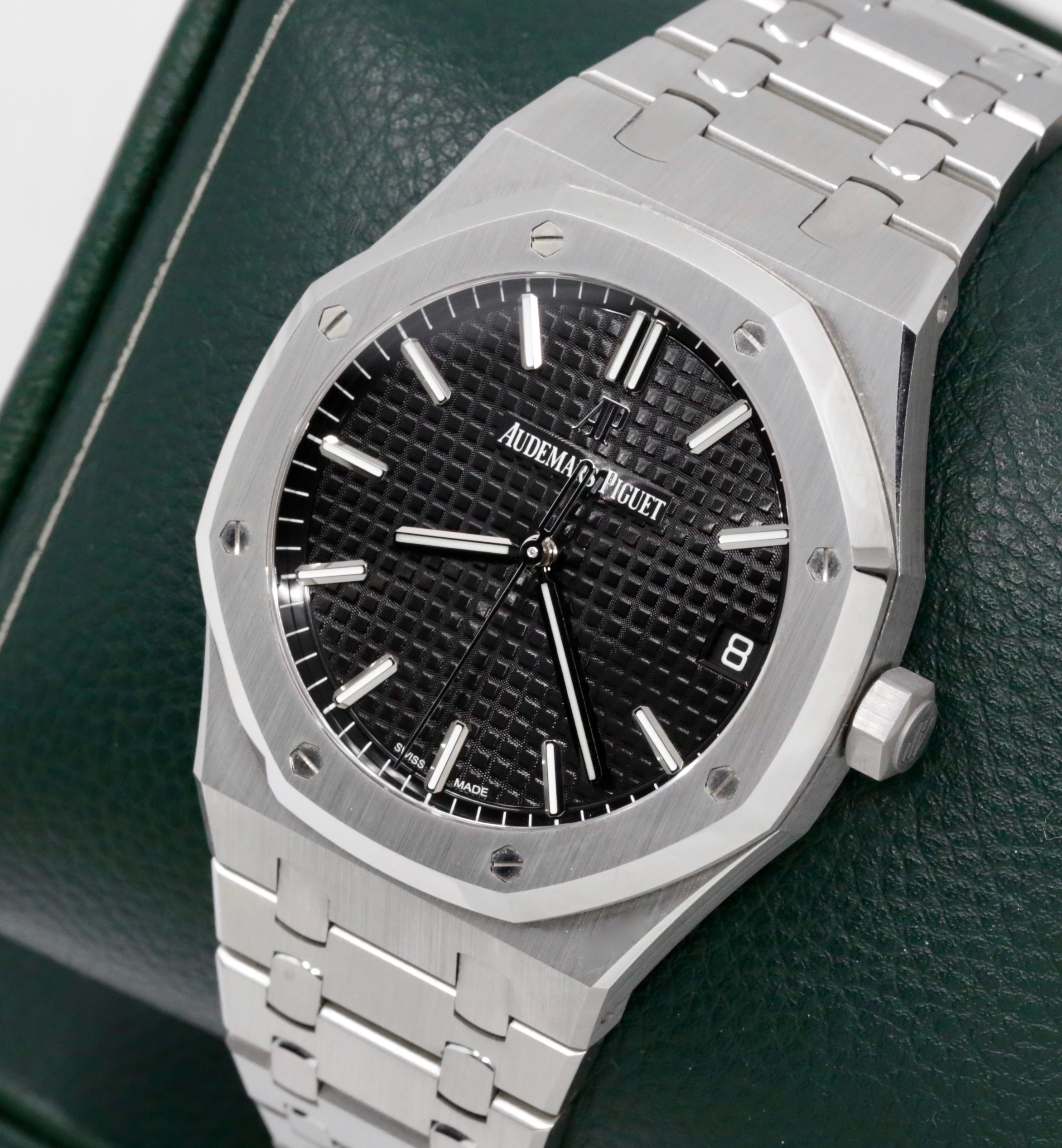 Audemars Piguet Royal Oak, 41mm, Stainless Steel, Black Tapisserie Dial, on Audemars Piguet Stainless Steel Bracelet, Ref. 15500ST.OO.1220ST.03, Circa 2021, with Box, Books, & Audemars Piguet Warranty Card - Image 2