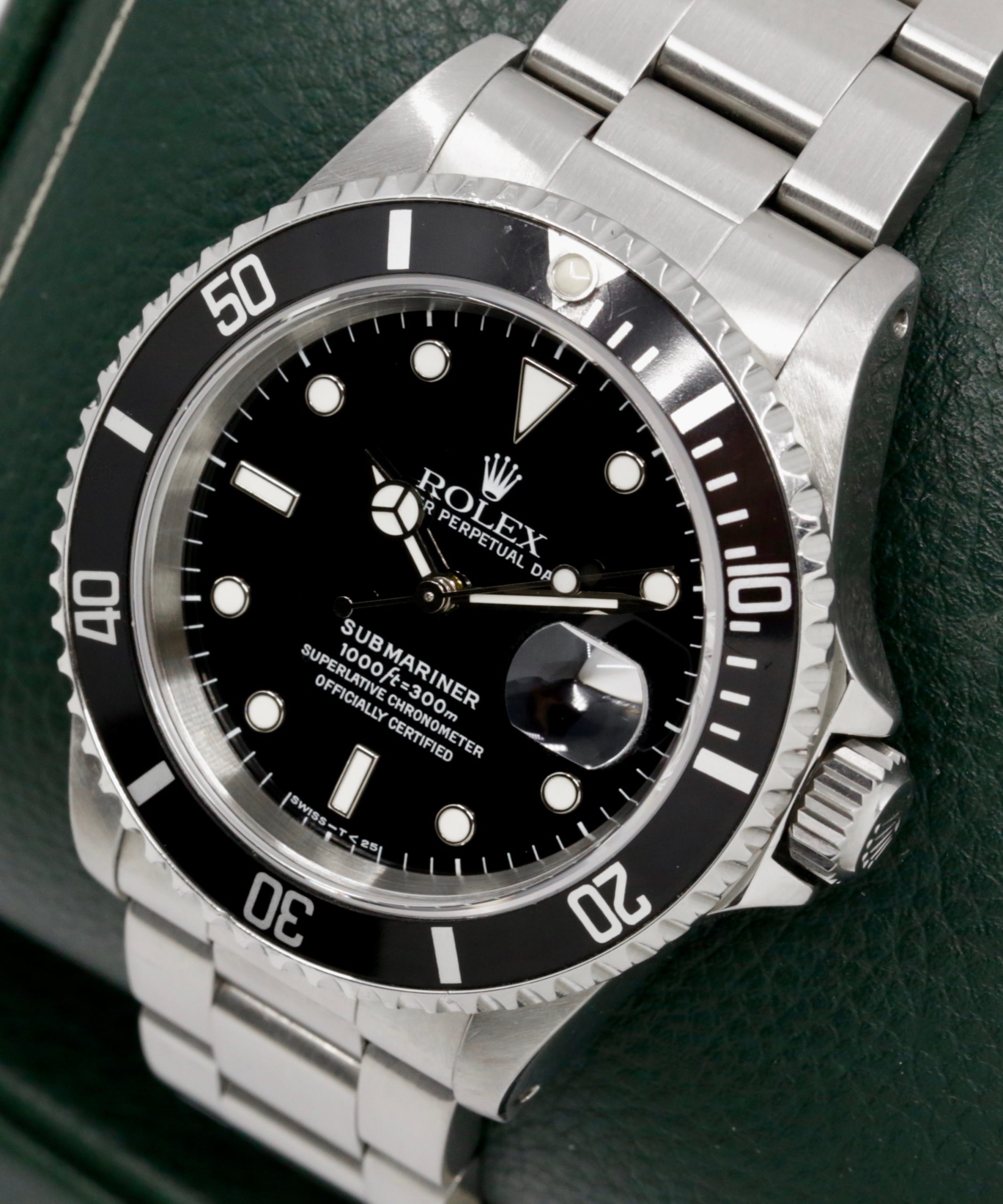 Rolex Submariner Date, Stainless Steel, Black Index Dial, Black Aluminum Bezel, on Stainless Steel Rolex Oyster Bracelet, Ref. 16610, Circa: 1996, with Box, Swing Tag, & Book - Image 3