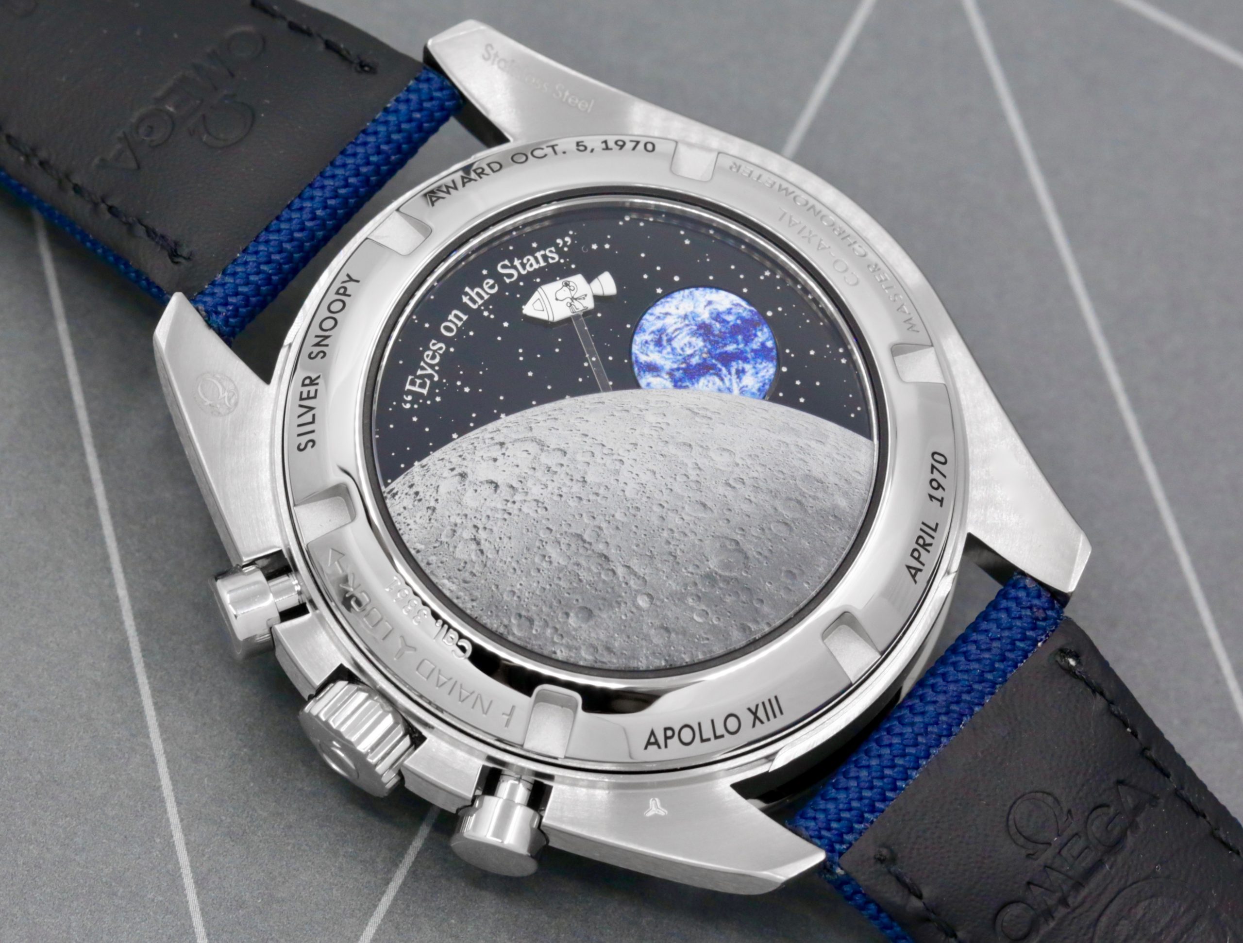 Omega Speedmaster Anniversary Series "Silver Snoopy Award", in Stainless Steel on Nylon Fabric Strap, Silver dial with Blue Sub Dials, Ref. 310.32.42.50.02.001, Circa: 2023, with Box, Books, Omega Warranty Cards, & Balance of 5 Year Omega Factory Warranty - Image 5