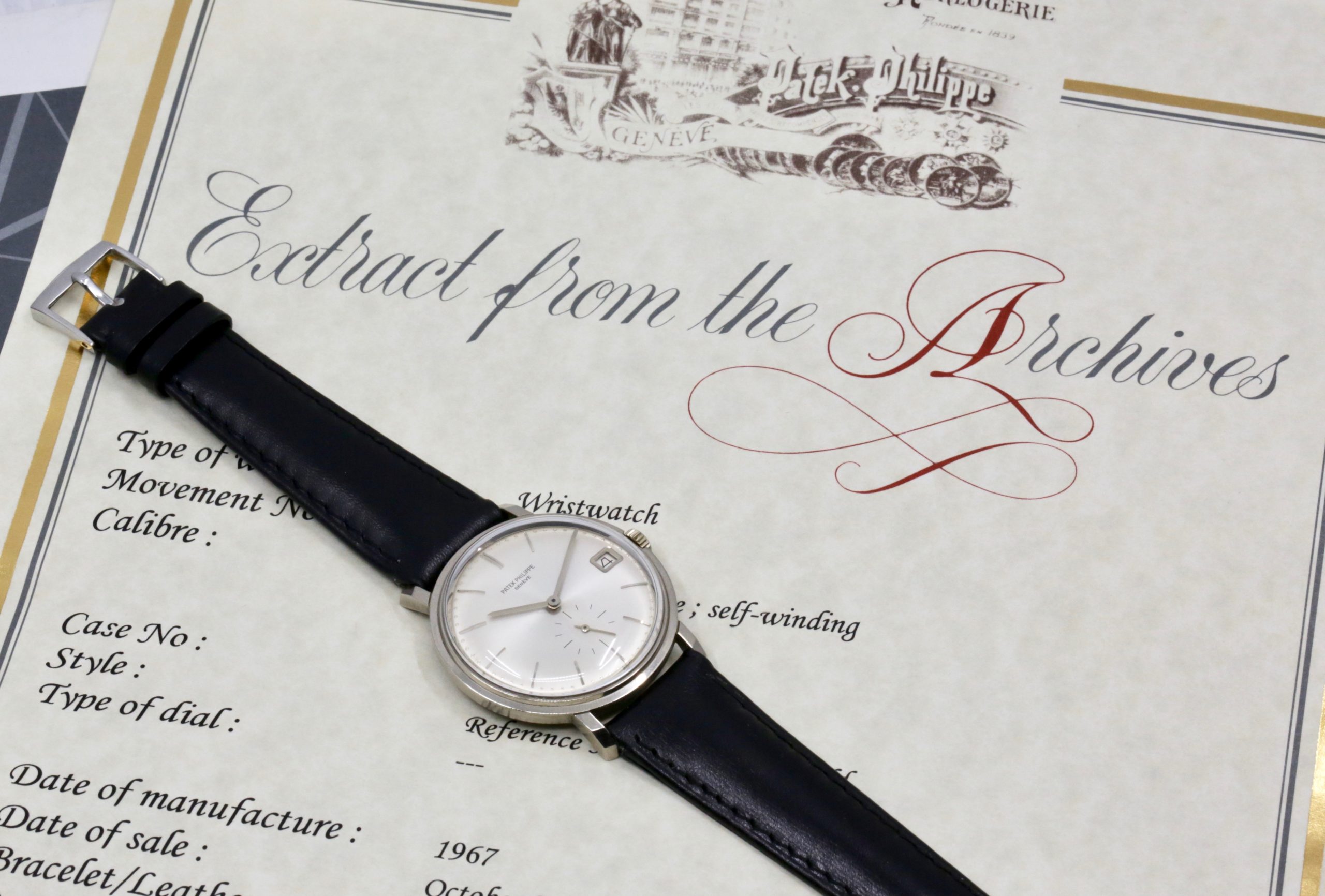 Patek Philippe Vintage Calatrava in 18ct White gold, Silver index dial. Ref 3445 automatic Calibre 27-460M 37 jewels, Ca 1967 with Archive certificate.. - Image 6