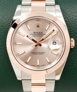 Rolex Datejust 41, Stainless Steel & 18ct Everose Gold, Sundust Index Dial, on Stainless Steel & 18ct Everose Gold Rolex Oyster Bracelet, Ref. 126301, Circa: 2018, with Box, Books, Swing Tag, & Rolex Warranty Card