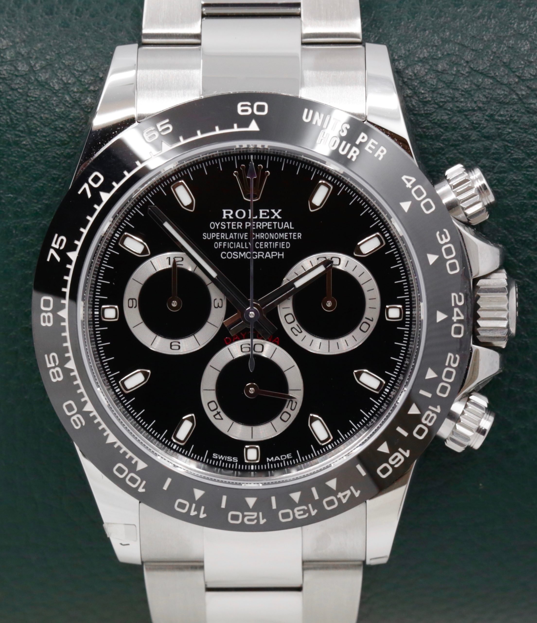Rolex Cosmograph Daytona, Stainless Steel, Black Ceramic Bezel, Black Index Dial, on Stainless Steel Rolex Oyster Bracelet, Ref. 116500LN, Circa: 2021, Complete with Box, Books, Swing Tags, Rolex Warranty card & Balance of 5 Year Rolex Factory Warranty