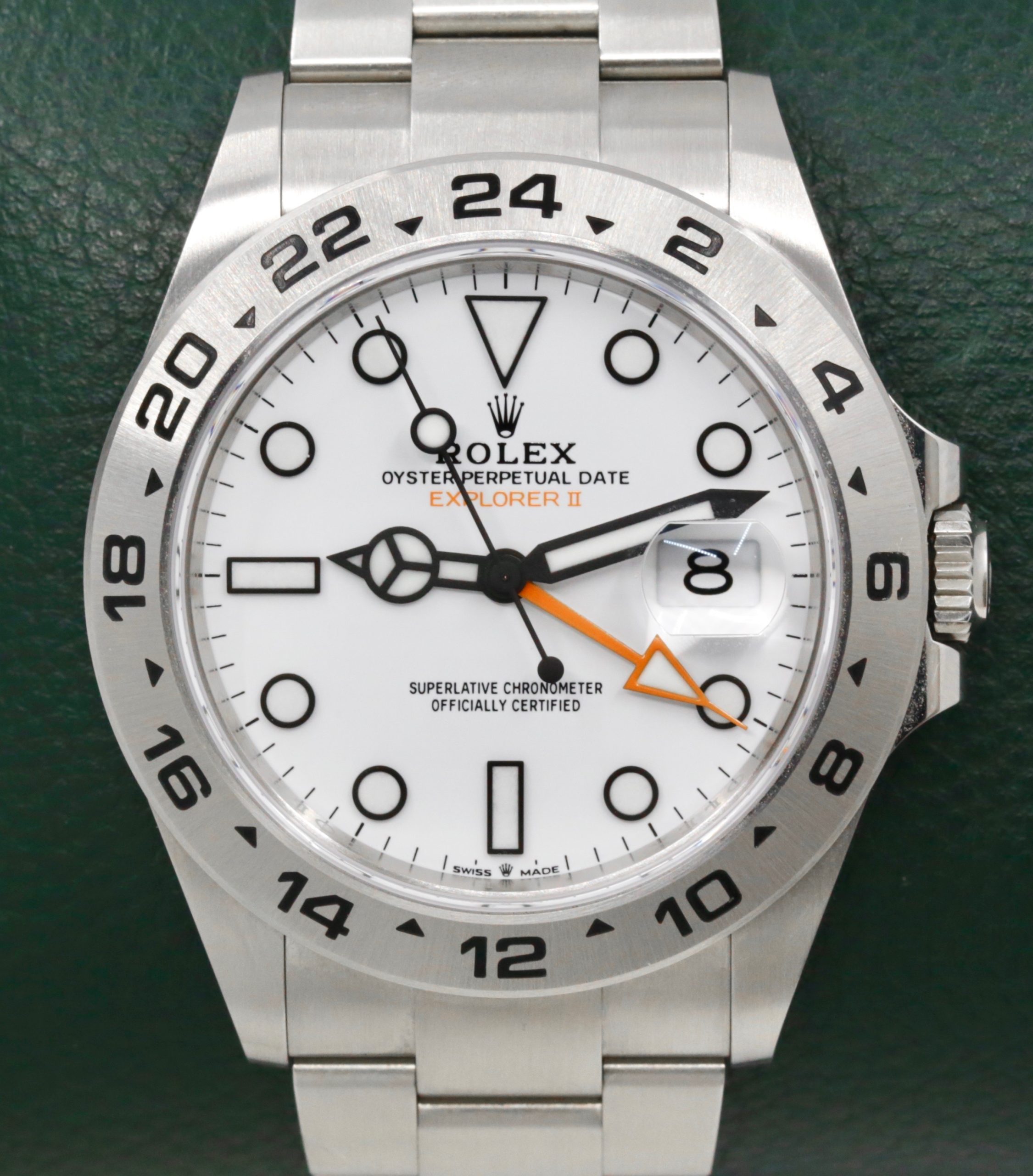 Rolex Oyster Perpetual Explorer II "Polar", White Index Dial with Orange GMT Hand, Stainless Steel, on Rolex Oyster Bracelet, Ref. 226570, Circa: 2024, with Box, Books, Swing Tag, Rolex Warranty Card, & Balance of 5 Year Rolex Factory Warranty