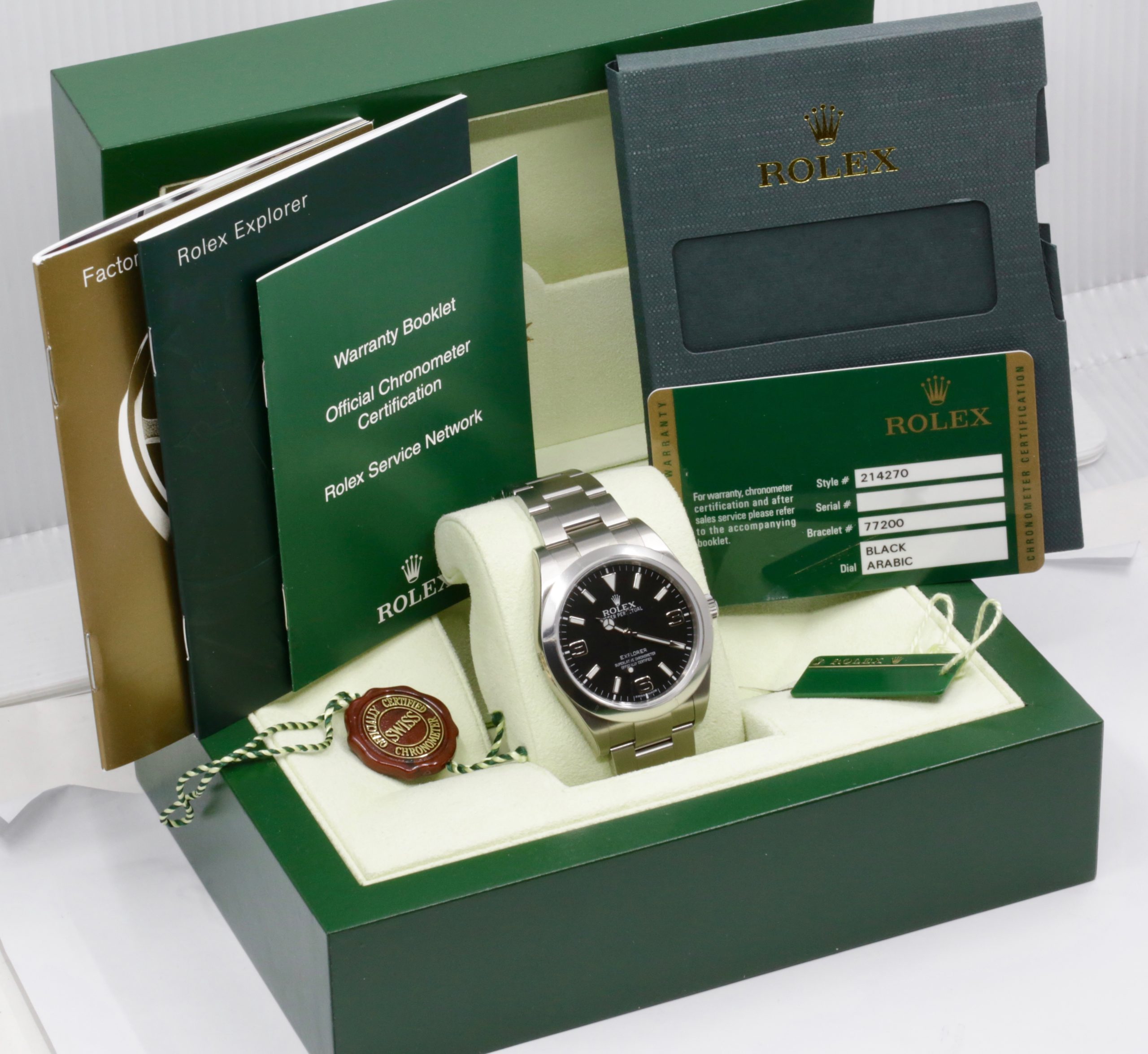 Rolex Explorer I, 39mm, Stainless Steel, Mark I, Black 3,6,9 Dial, on Stainless Steel Rolex Oyster Bracelet, Ref. 214270, Circa: 2011, Complete with Box, Books, Swing Tag, & Rolex Warranty Card - UNWORN! - Image 7