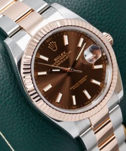 Alternative view of Rolex Datejust 41, Stainless Steel & 18ct Everose Gold, Chocolate Brown Index Dial, on Stainless Steel & 18ct Everose Gold Rolex Oyster Bracelet, Ref. 126331, Circa: 2021, with Box, Books, Rolex Warranty Card, & Balance of 5 Year Rolex Factory Warranty