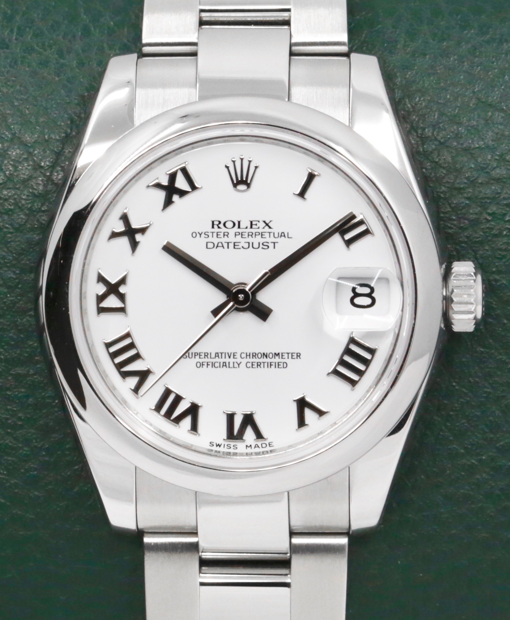 Rolex Oyster Pereptual Datejust 31, Stainless Steel, Domed Bezel, with White Roman Dial, on Stainless Steel, Rolex Oyster Bracelet, Ref. 178240, Circa: 2008, with Rolex Service Card, & Balance of 2 Year Rolex Service Warranty