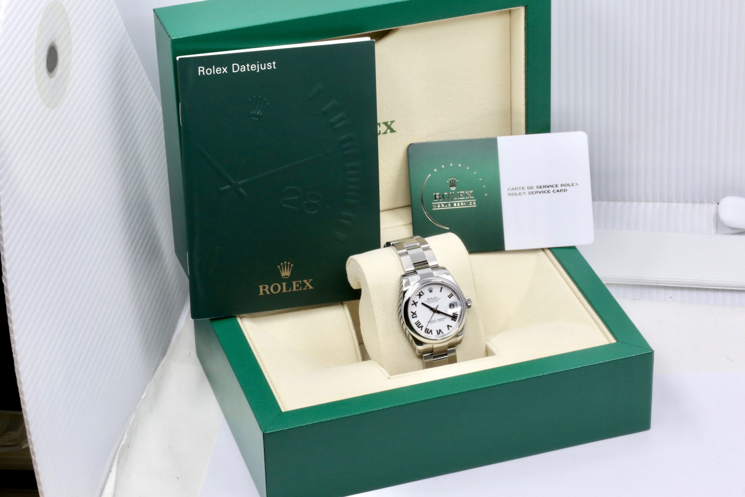 Rolex Oyster Pereptual Datejust 31, Stainless Steel, Domed Bezel, with White Roman Dial, on Stainless Steel, Rolex Oyster Bracelet, Ref. 178240, Circa: 2008, with Rolex Service Card, & Balance of 2 Year Rolex Service Warranty - Image 8