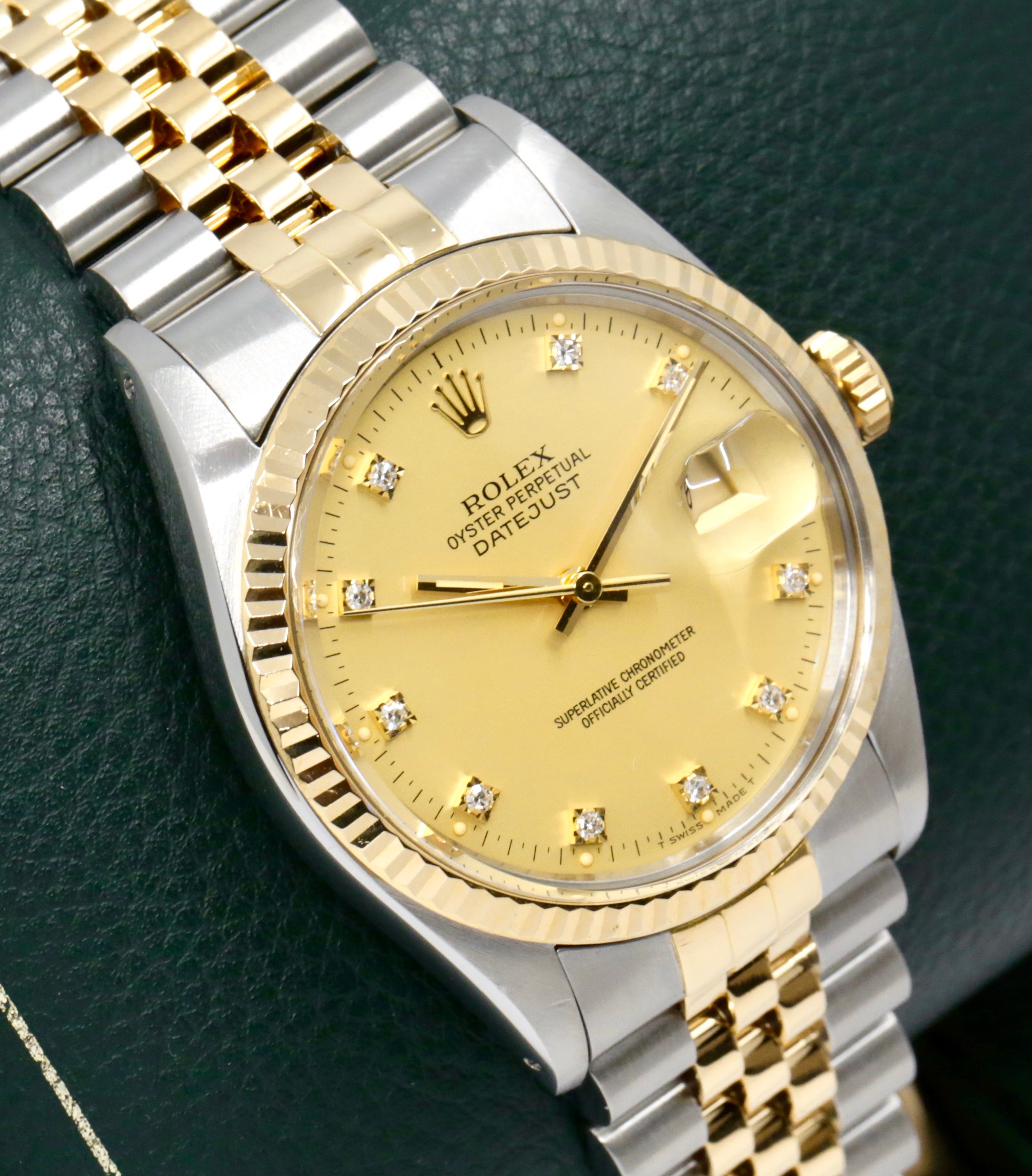Rolex Oyster Perpetual Datejust in Stainless Steel & 18ct Yellow Gold, Fluted Bezel, Factory Set Champagne Diamond Dial, on Stainless Steel & 18ct Yellow Gold Rolex Jubilee Bracelet, Ref. 16013, Circa: 1986, Box & Books, Rolex Service Card - Image 2