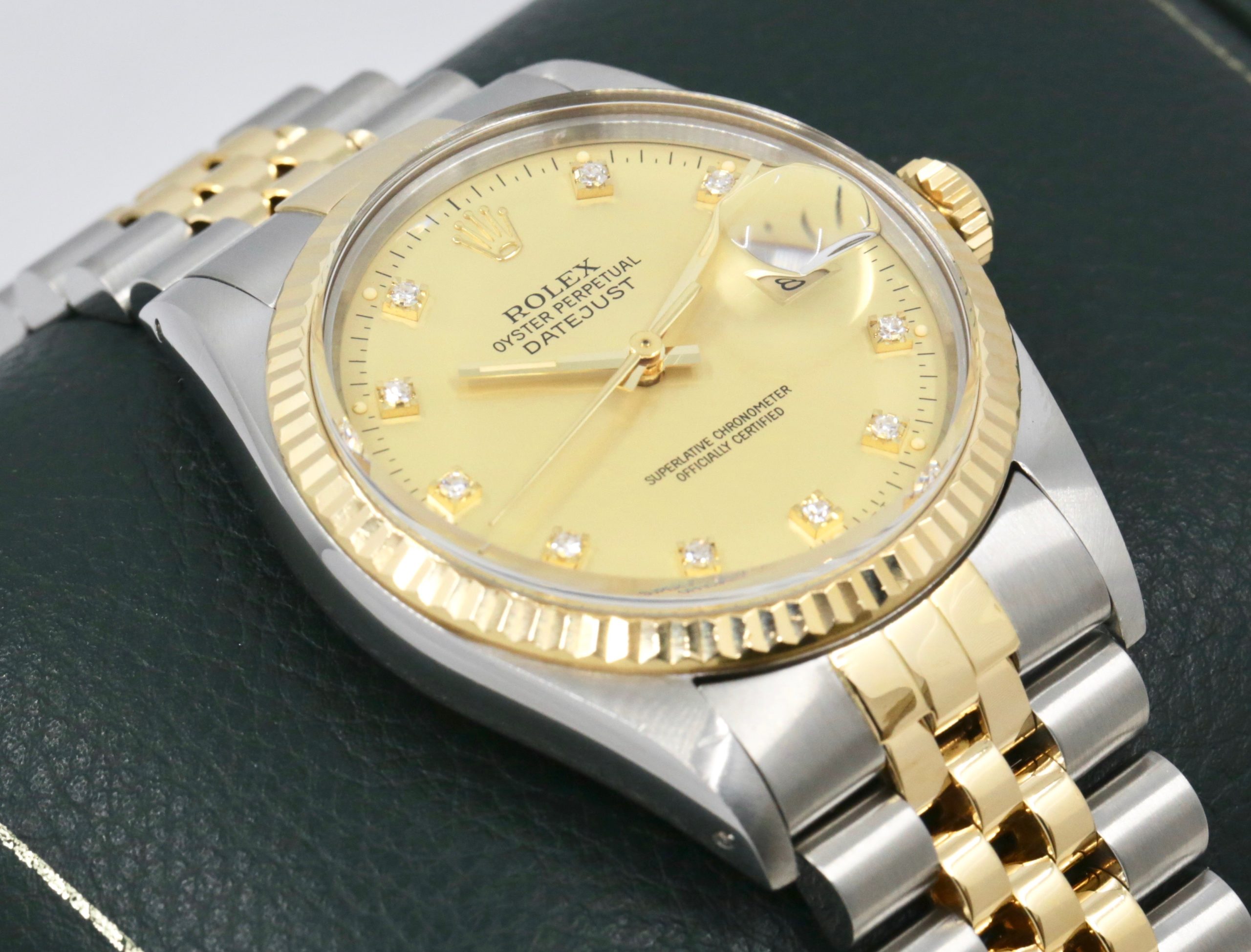Rolex Oyster Perpetual Datejust in Stainless Steel & 18ct Yellow Gold, Fluted Bezel, Factory Set Champagne Diamond Dial, on Stainless Steel & 18ct Yellow Gold Rolex Jubilee Bracelet, Ref. 16013, Circa: 1986, Box & Books, Rolex Service Card - Image 4