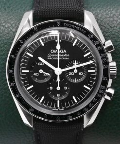 Omega Speedmaster Professional, "Moonwatch", Stainless Steel, Black Index Dial, Hesalite Crystal, on Black Omega Fabric Strap with Stainless Steel Omega Deployant, Ref. 310.32.42.50.01.001, Circa: 2021, with Box, Book, Omega Warranty Card & Balance of 5 Year Omega Factory Warranty