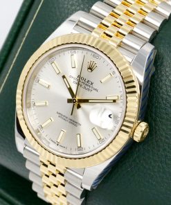 Alternative view of Rolex Datejust 41, Stainless Steel & 18ct Yellow Gold, Fluted Bezel, Silver Index Dial, on Stainless Steel & 18ct Yellow Gold Rolex Jubilee Bracelet, Ref. 126333, Circa: 2019, with Box, Books, Rolex Warranty Card & Balance of 5 Year Rolex Factory Warranty