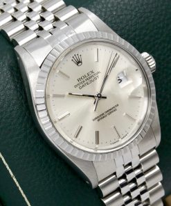 Alternative view of Rolex Oyster Perpetual Datejust, Stainless Steel, Notched Bezel, Silver Index Dial, on Stainless Steel Rolex Jubilee Bracelet, Ref. 16030, Circa: 1987