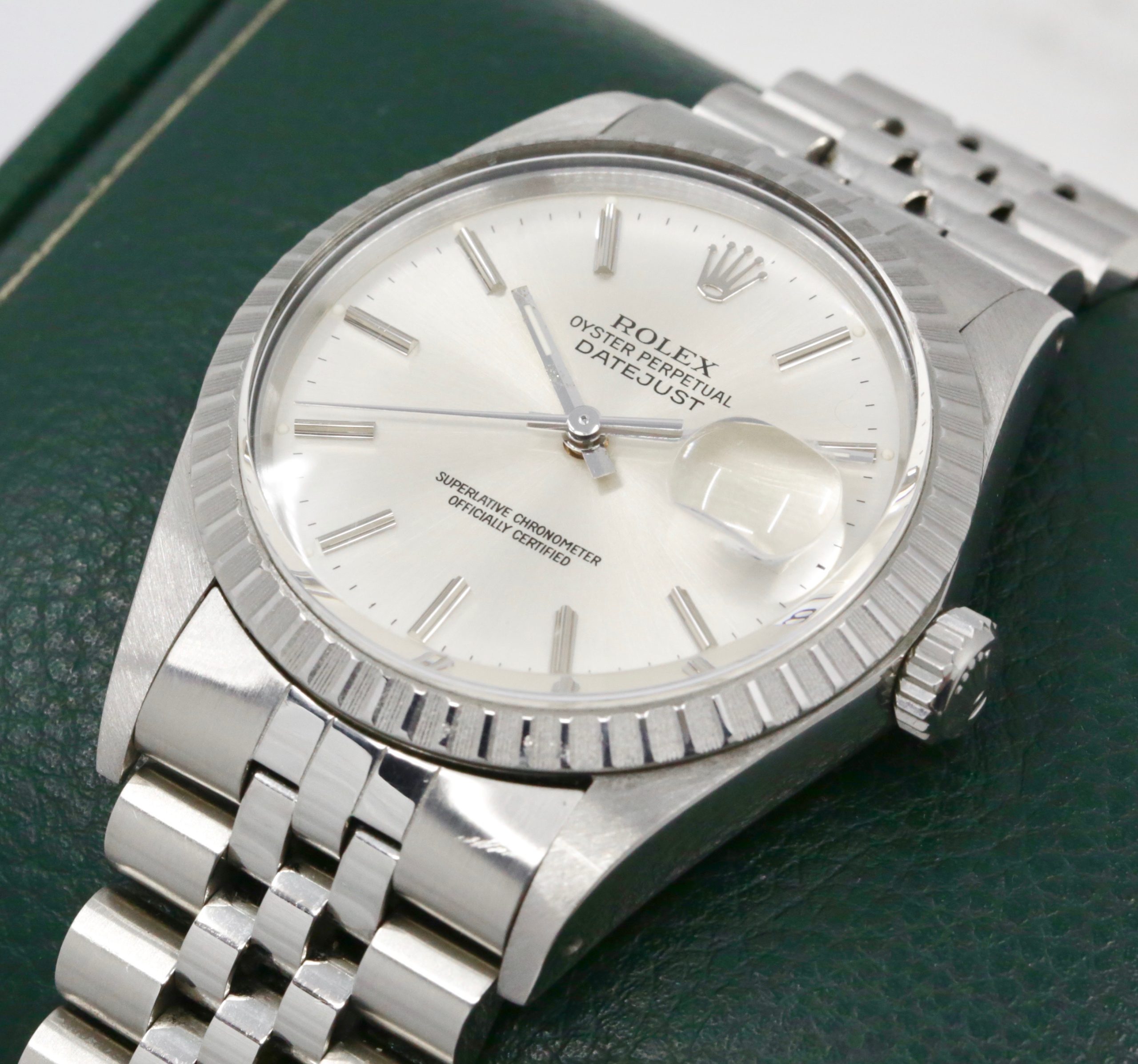 Rolex Oyster Perpetual Datejust, Stainless Steel, Notched Bezel, Silver Index Dial, on Stainless Steel Rolex Jubilee Bracelet, Ref. 16030, Circa: 1987 - Image 4