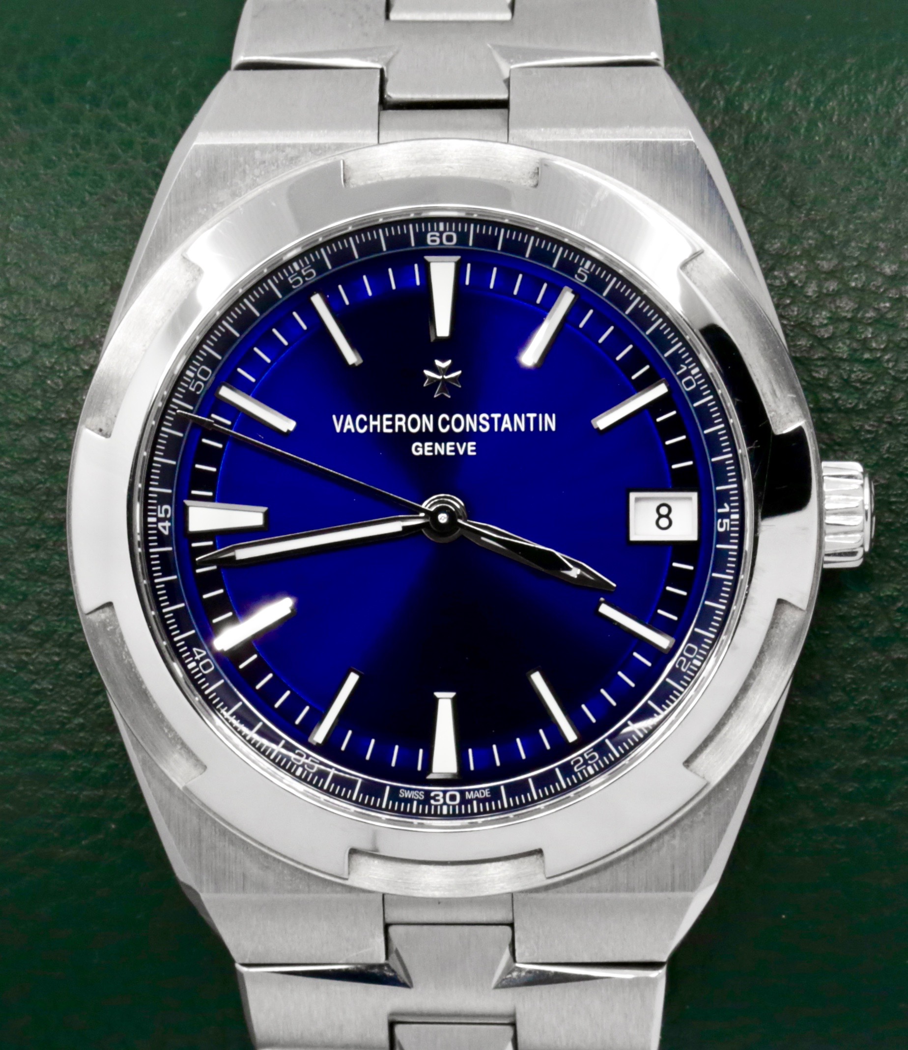 Vacheron Constantin Overseas, in Stainless Steel, with Blue Index Dial, on Stainless Steel Vacheron Constantin Bracelet, Ref. 4500V/110A-B128, Circa: 2022, Complete with Box, Books, & Vacheron Constantin Warranty Card
