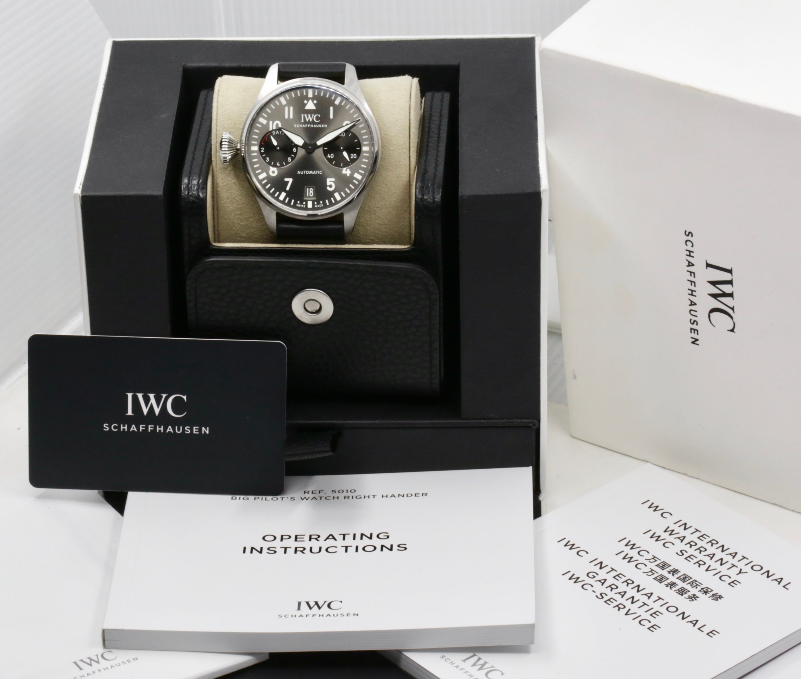 IWC Big Pilot "Right Hander" in Stainless Steel, Grey Arab Dial, on Black IWC Calf Skin Strap with Stainless Steel IWC Deployant, Limited to 250 Pieces, Ref. IW501012, Circa: 2020, Complete with Box, Books, & IWC Warranty Card - Image 7