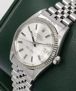 Alternative view of Rolex Datejust, Stainless Steel, 18ct White Gold Fluted Bezel, Silver Index Dial, on Stainless Steel Rolex Jubilee Bracelet, Ref. 16014, Circa: 1976