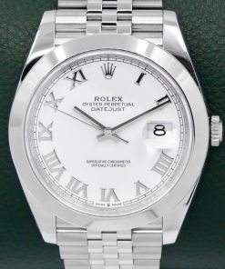 Rolex Datejust 41, Stainless Steel, Smooth Bezel, White Roman Dial, on Stainless Steel Rolex Jubilee Bracelet, Ref. 126300, Circa: 2020, with Box, Rolex Warranty Card, & Balance of 5 Year Rolex Factory Warranty