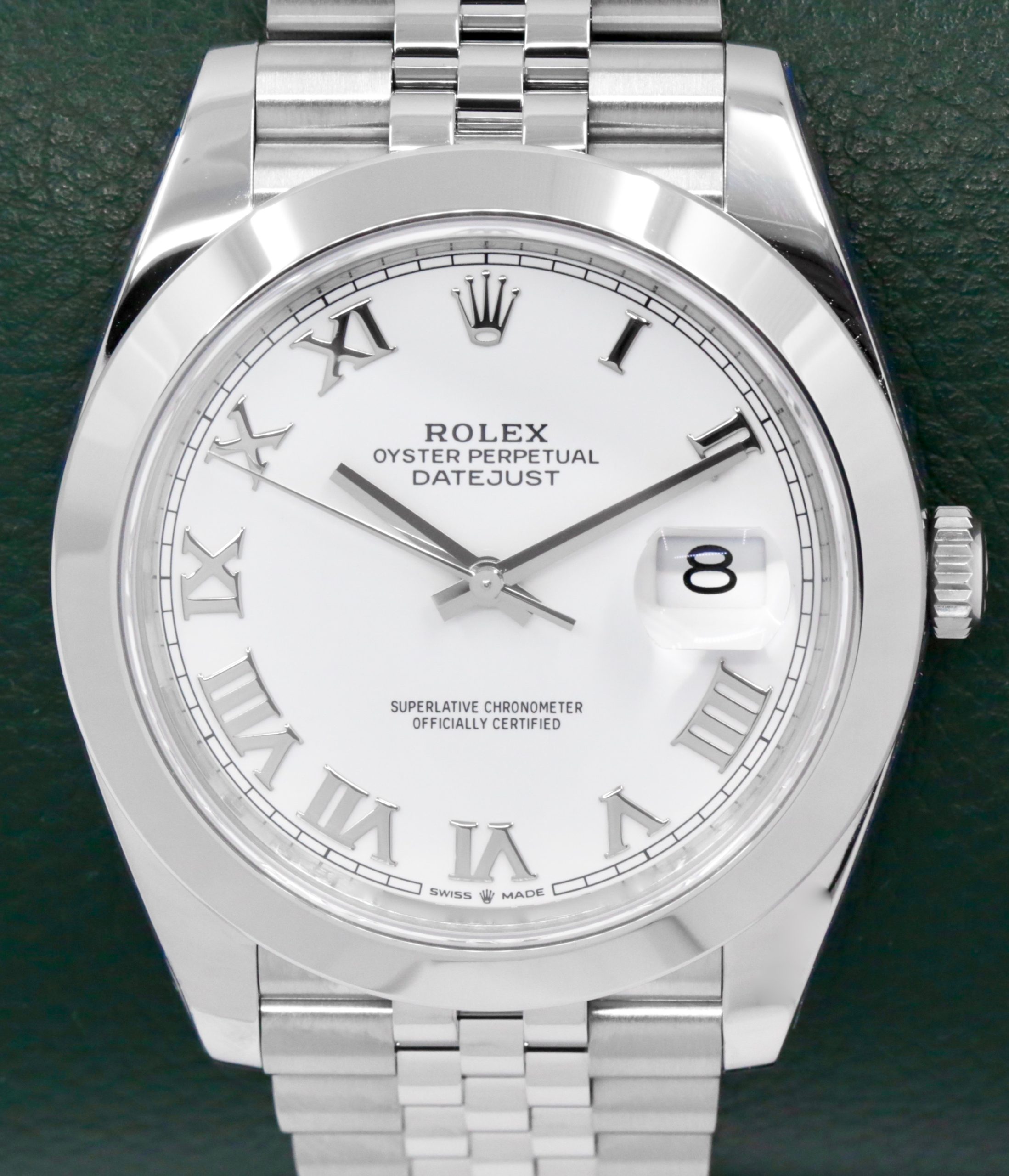 Rolex Datejust 41, Stainless Steel, Smooth Bezel, White Roman Dial, on Stainless Steel Rolex Jubilee Bracelet, Ref. 126300, Circa: 2020, with Box, Rolex Warranty Card, & Balance of 5 Year Rolex Factory Warranty