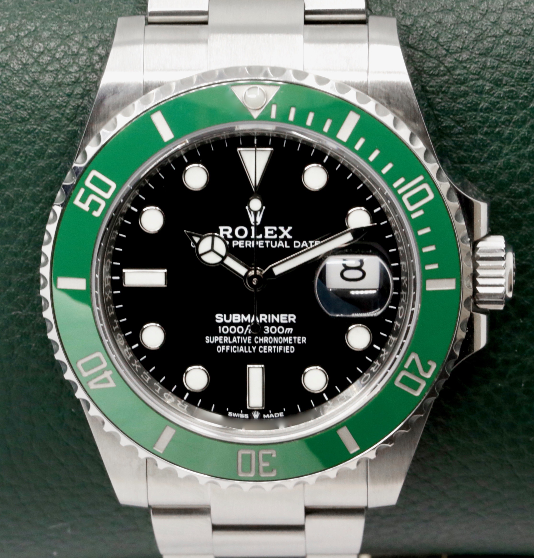 Rolex Submariner Date "Starbucks", Stainless Steel, Green Ceramic Bezel, Black Index Dial, on Stainless Steel Rolex Oyster Bracelet, Ref. 126610LV, Circa: 2022, Complete with Box, Books, Swing Tags, Rolex Warranty Card, & Balance of 5 Year Rolex Factor Warranty