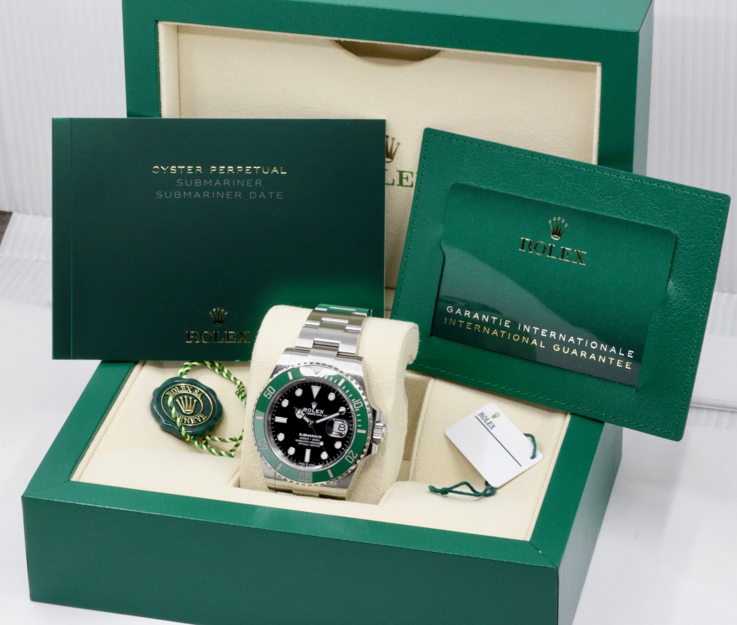 Rolex Submariner Date "Starbucks", Stainless Steel, Green Ceramic Bezel, Black Index Dial, on Stainless Steel Rolex Oyster Bracelet, Ref. 126610LV, Circa: 2022, Complete with Box, Books, Swing Tags, Rolex Warranty Card, & Balance of 5 Year Rolex Factor Warranty - Image 7