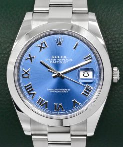 Rolex Oyster Perpetual Datejust 41, Stainless Steel, Azzurro Blue Roman Dial, Smooth Bezel, on Stainless Steel Rolex Oyster Bracelet, Ref. 126300, Circa: 2021, Complete with Box, Books, Rolex Warranty Card & Balance of 5 Year Rolex Factory Warranty - $12,850!!