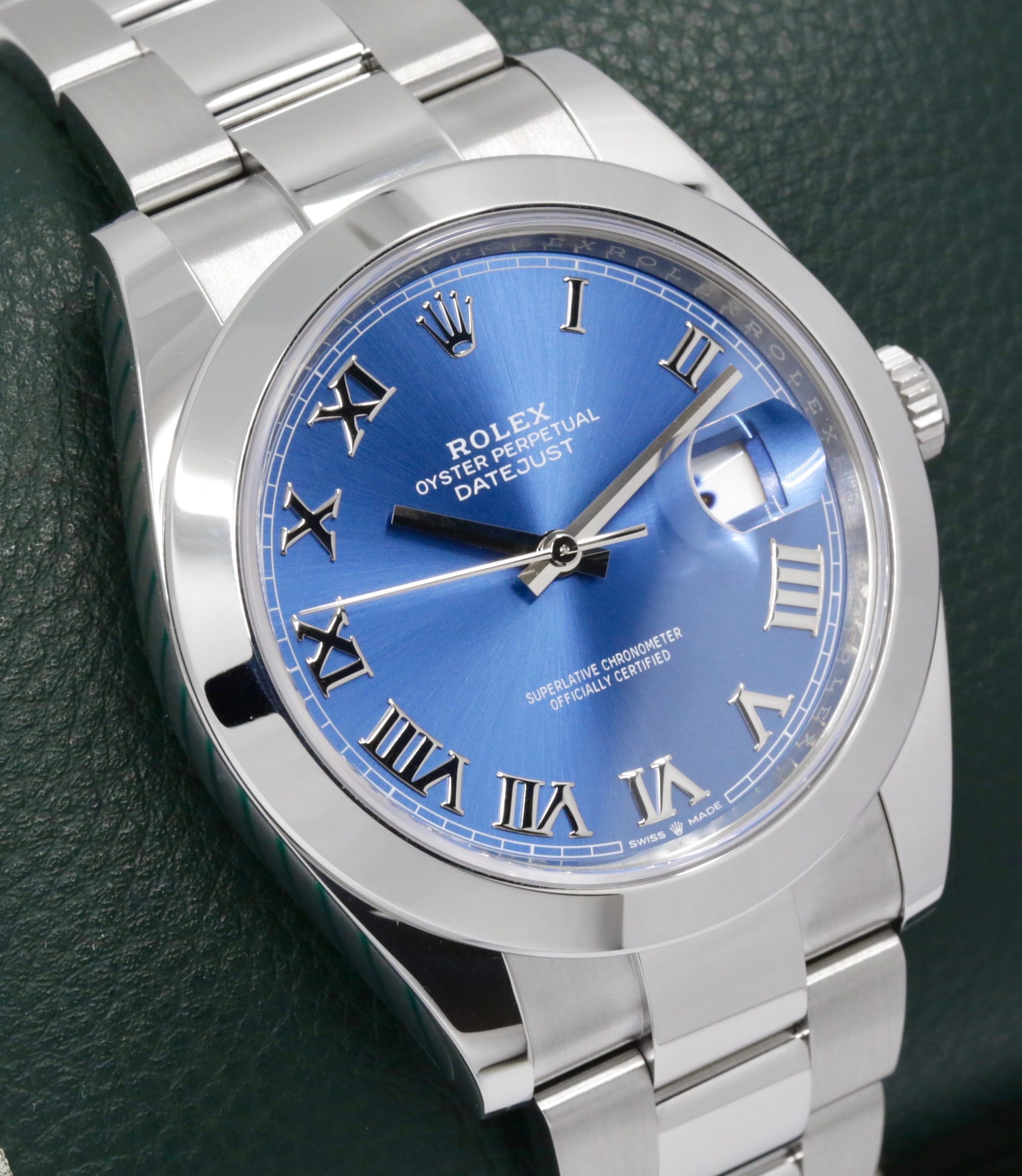 Rolex Oyster Perpetual Datejust 41, Stainless Steel, Azzurro Blue Roman Dial, Smooth Bezel, on Stainless Steel Rolex Oyster Bracelet, Ref. 126300, Circa: 2021, Complete with Box, Books, Rolex Warranty Card & Balance of 5 Year Rolex Factory Warranty - $12,850!! - Image 3