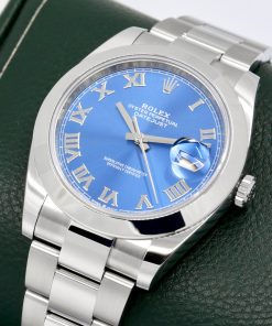 Alternative view of Rolex Oyster Perpetual Datejust 41, Stainless Steel, Azzurro Blue Roman Dial, Smooth Bezel, on Stainless Steel Rolex Oyster Bracelet, Ref. 126300, Circa: 2021, Complete with Box, Books, Rolex Warranty Card & Balance of 5 Year Rolex Factory Warranty - $12,850!!