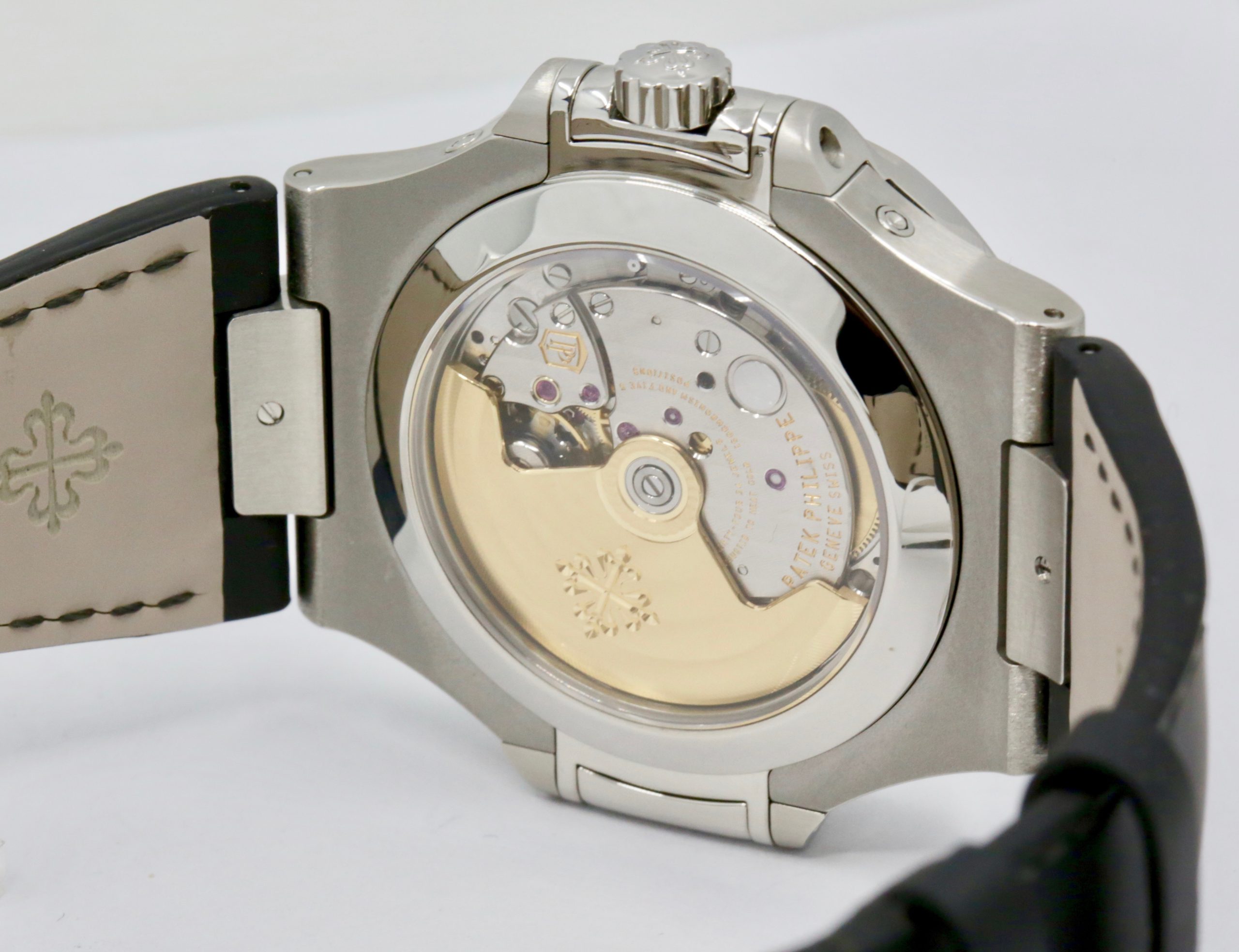 Patek Philippe Nautilus, Annual Calendar & Moon Phase, in Stainless Steel, Black Index Dial, on Black Patek Philippe Leather Strap with Stainless Steel Patek Philippe Deployant, Ref. 5726A, Circa: 2010, with Box, Papers, & Balance of 2 Year Patek Philippe Service Warranty - Image 5